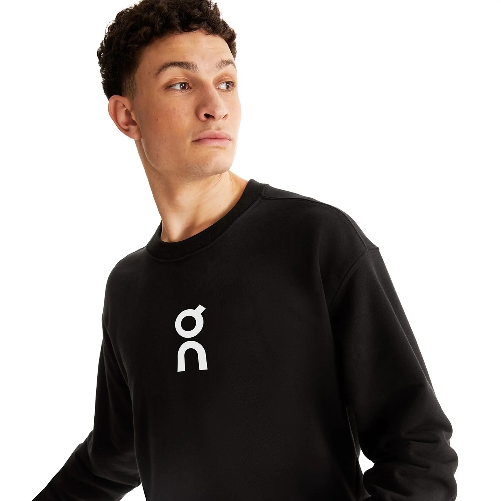 Model Detail view of On Running Club Crew Black Sweatshirt 1ME10340553